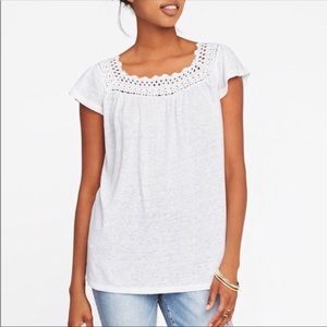 New Old Navy Crochet Yoke Linen Blend Swing Top - Small